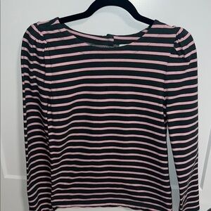 J. Crew Striped Pink and olive green J.Crew Women's Top - Small